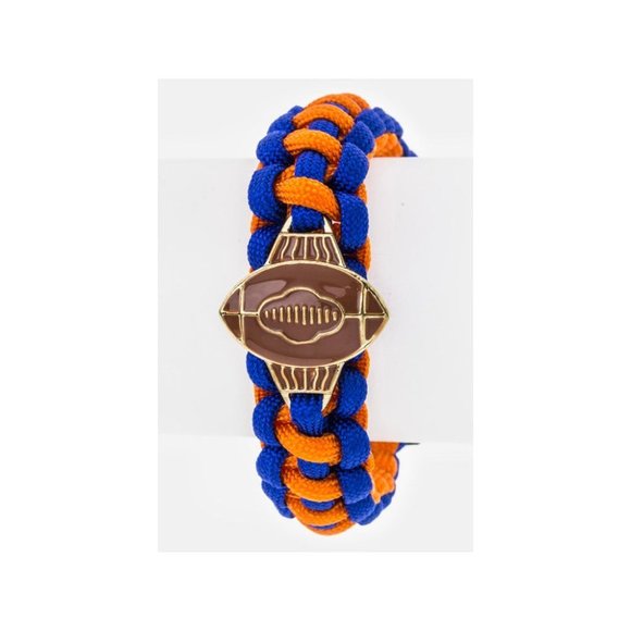 Stylish Color full Football Team Color Paracord Wrist Bracelet - Blue/Orange - Picture 1 of 1